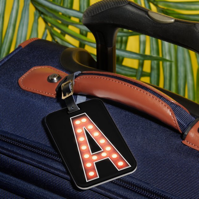 Etiqueta De Bagagem Monograma A Luzes Marqueadas (Frente Insitu 1)