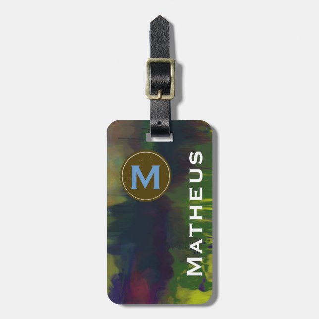 Etiqueta De Bagagem monograma - adicionar nome (Frente Vertical)