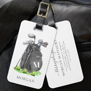 Etiqueta De Bagagem Monograma Black Golf Bag