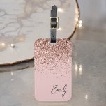 Etiqueta De Bagagem Monograma Brilhante cor-de-rosa-pincel Dourada cin<br><div class="desc">Girly Rosa Dourado - Saco de bagagem de bagagem com brilho rosado e brilho rosado Monograma. Isto faz o doce doce presente de 16 anos,  casamento,  chá de panela,  chá de fraldas ou festa de solteira para alguém viajando de estilo.</div>