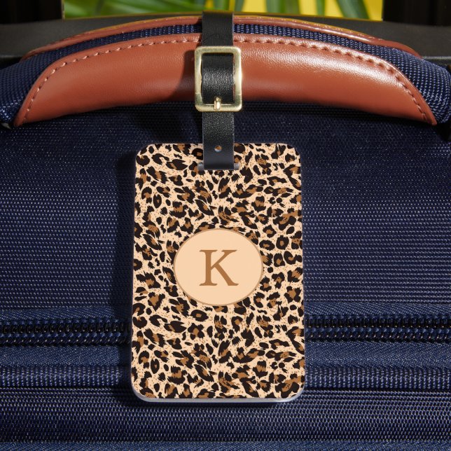 Etiqueta De Bagagem Monograma castanho na moda (Frente Insitu 2)