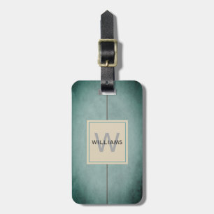 Etiqueta De Bagagem Monograma cinzento escuro azul da textura elegante