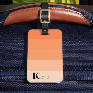 Etiqueta De Bagagem Monograma Clássico do Ombre Laranja Elegante