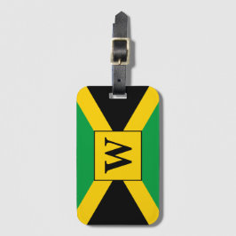Etiqueta De Bagagem Monograma com Padrão de Bandeira jamaicano