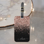 Etiqueta De Bagagem Monograma com rosa Dourado Blush preto-rosa brilha<br><div class="desc">Rosa Dourado - Cor de rosa pincelado e minúscula preta - Monograma com nome de bagagem. Isto faz o doce e perfeito presente de 16 anos,  casamento,  chá de panela,  chá de fraldas ou festa de solteira para alguém que decora o seu quarto com estilo.</div>