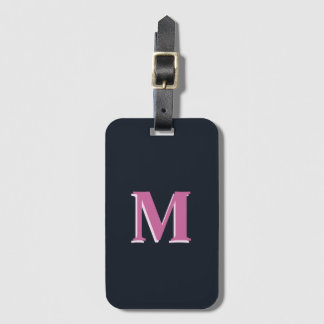 Etiqueta De Bagagem Monograma cor-de-rosa profundo marinho