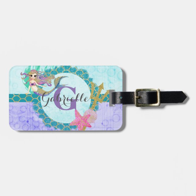 Etiqueta De Bagagem Monograma Cujo Sereto e Aquarela Puro (Frente Horizontal)