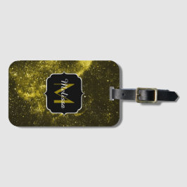 Etiqueta De Bagagem Monograma da abstrato preto-escuro