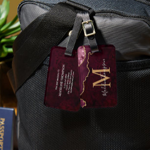 Etiqueta De Bagagem Monograma da Borgonometria de na moda Agate