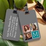 Etiqueta De Bagagem Monograma da Colagem de Fotos do Instagrama de cin<br><div class="desc">Use 3 fotos quadradas para criar um presente exclusivo e pessoal. Ou você pode ficar com o filhote hipster e fazer uma moda. Se precisar ajustar as fotos,  clique na ferramenta personalizar para fazer alterações.</div>