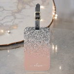 Etiqueta De Bagagem Monograma da rosa Dourada Laser Linear de Prata Ro<br><div class="desc">Rosa Dourado - Cor de rosa pincelado e minúscula prateada Monograma Nome da bagagem Saco. Isto faz o doce doce presente de 16 anos,  casamento,  chá de panela,  chá de fraldas ou festa de solteira para alguém viajando de estilo.</div>