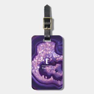 Etiqueta De Bagagem Monograma de Agato Roxo