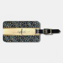 Monograma de Bronze Preto-Padrão-Leopardo