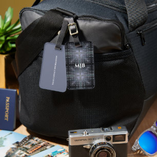 Etiqueta De Bagagem Monograma de Cinzas de fígado de Design metálico