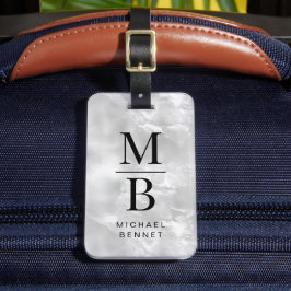 Etiqueta De Bagagem Monograma de Cinzas Elegante