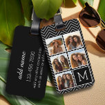 Etiqueta De Bagagem Monograma de Colagem de Fotos do Instagram Branco<br><div class="desc">O plano de fundo inclui um padrão de canal opcional - Use cinco fotos quadradas para criar um presente exclusivo e pessoal. Ou você pode ficar com o filhote hipster e fazer uma moda. Se precisar ajustar as fotos,  clique na ferramenta personalizar para fazer alterações.</div>