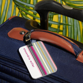 Etiqueta De Bagagem Monograma de distribuição branca rosa moderna