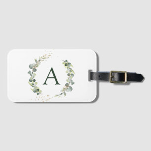 Etiqueta De Bagagem Monograma de Eucalipto Botânico de Folhagem para C