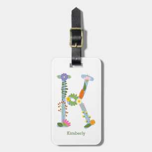 Etiqueta De Bagagem Monograma De Flor Whimical Russo (K)