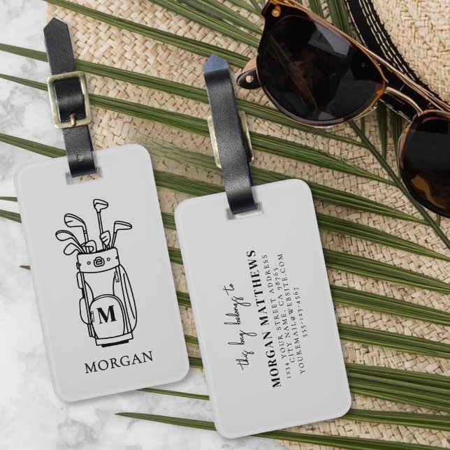 Etiqueta De Bagagem Monograma de Golfe (Monogram Golf Luggage Tag )