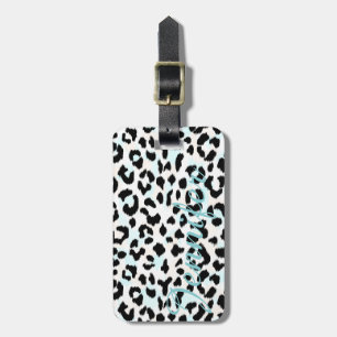 Etiqueta De Bagagem Monograma de impressão de chic black and white che