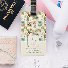 Etiqueta De Bagagem Monograma de Impressão de Viagem Mexicana Colorida
