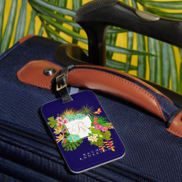 Etiqueta De Bagagem Monograma de Jardim Tropical