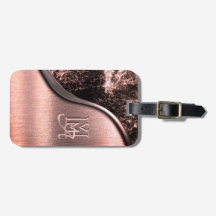 Monograma de metal escovado cor-de-rosa e de pedra