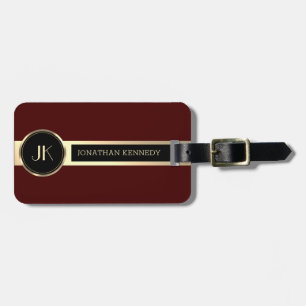 Etiqueta De Bagagem Monograma de metal vermelho e Dourado executivo ma
