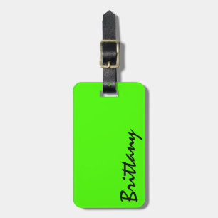 Etiqueta De Bagagem Monograma de néon brilhante na moda do verde lim