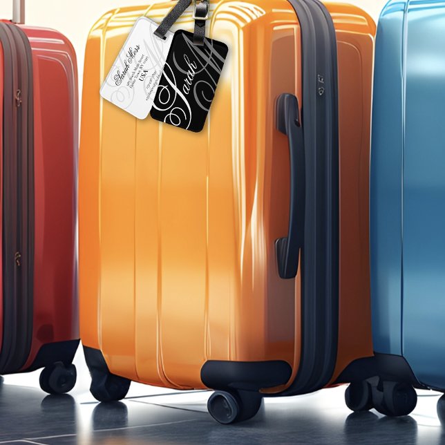 Etiqueta De Bagagem Monograma de Nome Elegante (Criador carregado)