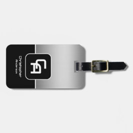 Etiqueta De Bagagem Monograma de prata metálico