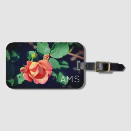 Etiqueta De Bagagem Monograma de Rosa de Budding Rosa