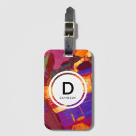 Etiqueta De Bagagem Monograma de Textura de Rock Fino Granito