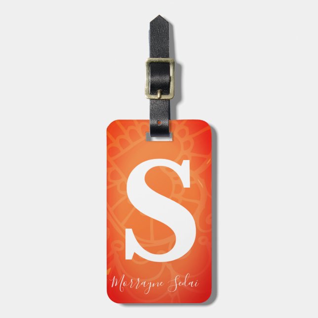 Etiqueta De Bagagem Monograma de Viagem simples e elegante moderno (Frente Vertical)