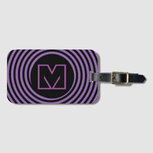 Etiqueta De Bagagem Monograma de Vórtice Espiral Roxo Legal