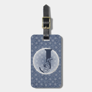 Etiqueta De Bagagem Monograma decorativo "J" de cor azul Denim
