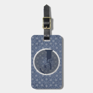 Etiqueta De Bagagem Monograma decorativo "J" de cor azul Denim