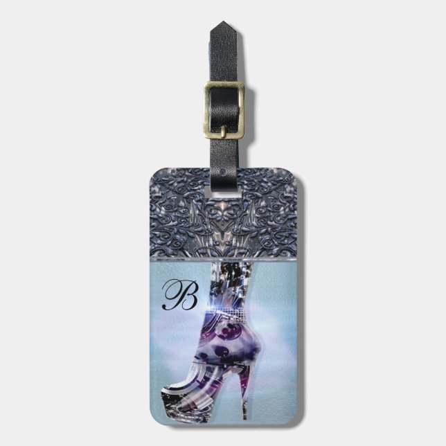 Etiqueta De Bagagem Monograma do amor dos calçados (Frente Vertical)