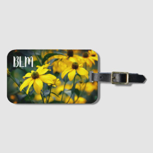 Etiqueta De Bagagem Monograma do ConEFlower Folha de Corte Amarelo