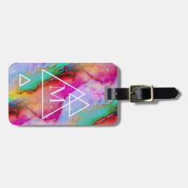 Etiqueta De Bagagem Monograma do Hipster Chem 7