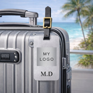 Etiqueta De Bagagem Monograma do logotipo da empresa Silver Business