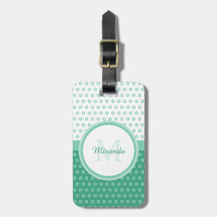 Etiqueta De Bagagem Monograma do Mod Green e White Bolinhas com Nome