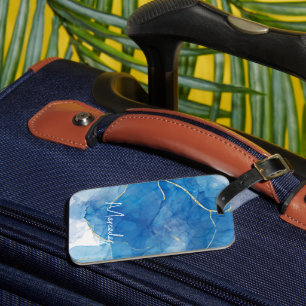 Etiqueta De Bagagem Monograma do Nome do Abstrato de Marble de Agate A