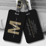 Etiqueta De Bagagem Monograma do nome Dourado preto Elegante<br><div class="desc">Crie Sua Própria Etiqueta De Bagagem De Na moda Preto-Elegante Preto Com Nome De Script Dourado Monograma. Esta etiqueta chic, na moda, traz um toque refinado a qualquer experiência viagem, fazer-a como o acessório perfeito para o viajante do mundo ou para qualquer pessoa com um caso sério de luxúria. Na...</div>
