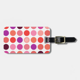 Etiqueta De Bagagem Monograma do padrão bolinhas colorido chic