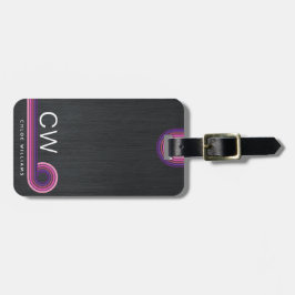 Etiqueta De Bagagem Monograma do retrorreflector moderno minimalista e