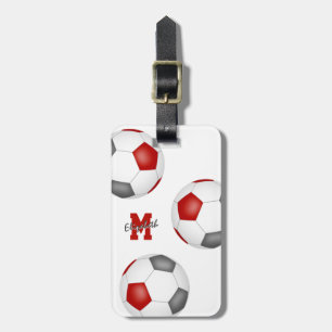 Etiqueta De Bagagem monograma do viagem de futebol branco da cinza ver