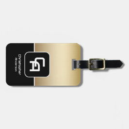 Etiqueta De Bagagem Monograma Dourado metálico