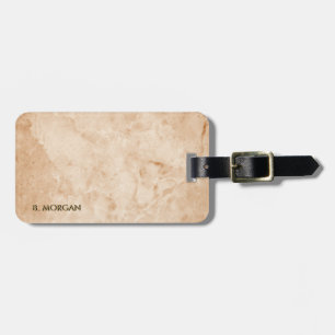 Etiqueta De Bagagem Monograma Dourado Mínimo de Marble Dourado
